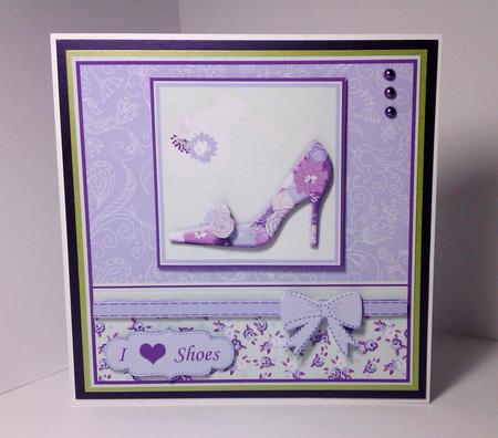 Shabby Chic Shoe Lilac Quick Card by Lynda Tully
