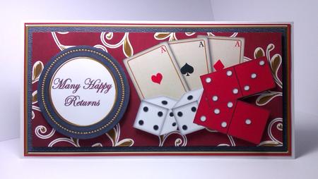 Red Games Many Happy Returns Dl Decoupage Topper by Lynda Tully