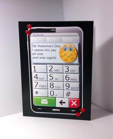 Mobile Phone Kiss You All Over Quick Card by Lynda Tully