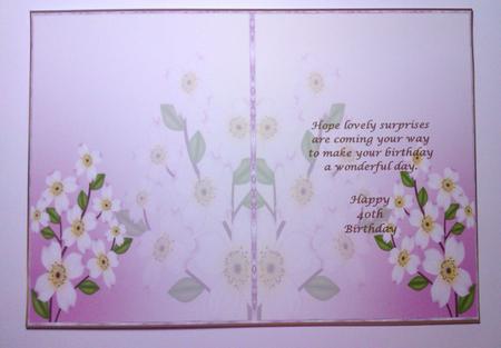 A Pretty Floral 40th Birthday Insert by Lynda Tully