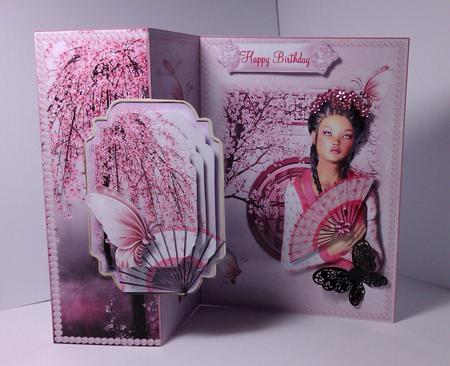 Oriental Blossom and Fan No Holes Fold Mini Kit by Lynda Tully
