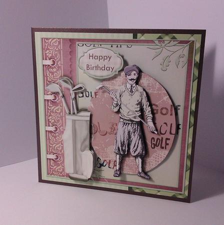 Vintage Golfer Card Topper & Decoupage by Lynda Tully