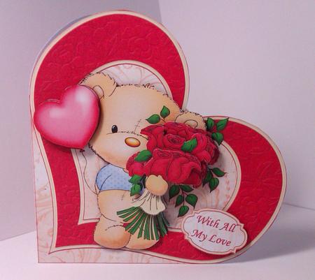 Bertie's Bouquet Heart Shape Card & Decoupage by Lynda Tully