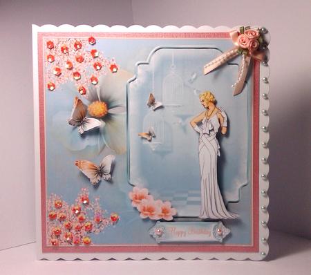 Art Deco Lady in White 8x8 by Lynda Tully