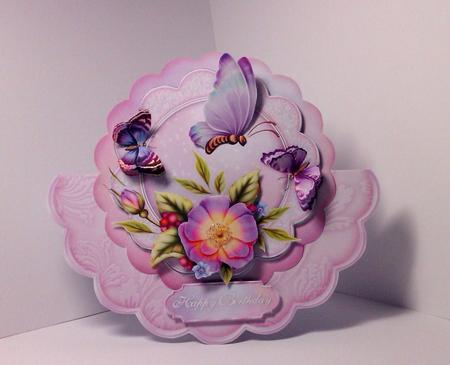 Blooms & Butterflies in Pink and Purple Wobble Card Mini Kit by Lynda Tully