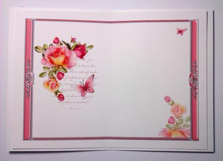 Pink Roses & Butterfly Blank Insert by Lynda Tully
