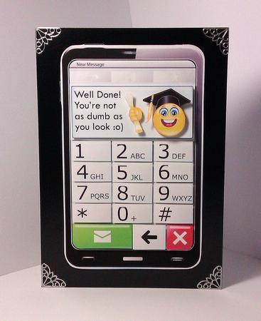 Mobile Phone Humorous Graduation Quick Card by Lynda Tully