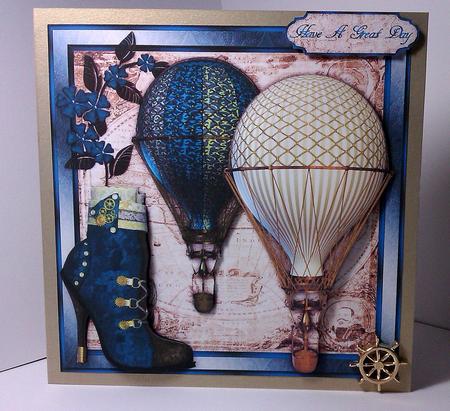 Steampunk Diva in Blue 8" Square Card Mini-kit by Lynda Tully