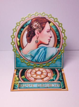 Art Deco Lady Pandore (aqua) Mini Easel by Lynda Tully