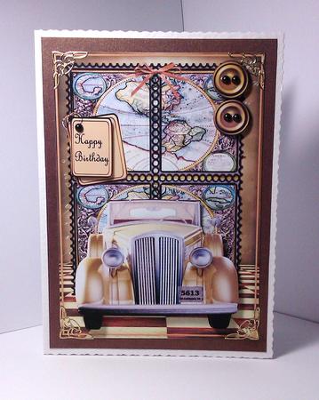 Vintage Car Male Card Topper by Lynda Tully