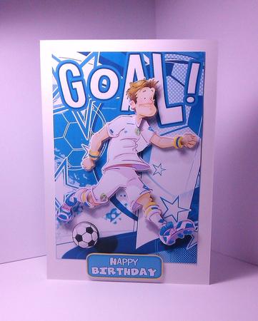Football Dude Blue, White and Yellow 21 by Lynda Tully