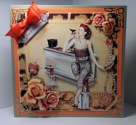 Cheers! 1950's Style Mini Kit Card Front and Decoupage by Lynda Tully