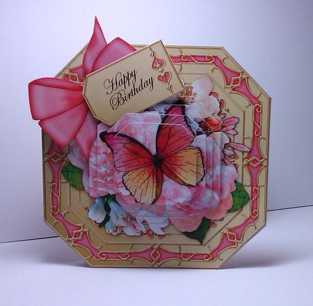 3D Bouquet & Butterfly Pyramage Octagonal Floral Mini Kit by Lynda Tully