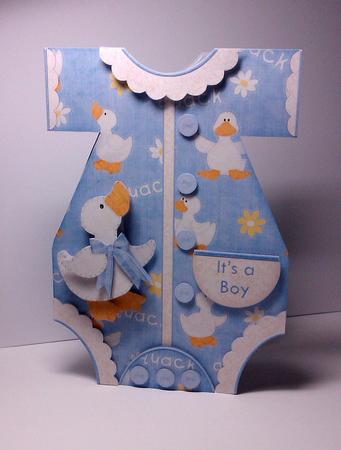 Baby Boy Romper Suit Shaped Card Mini Kit by Lynda Tully