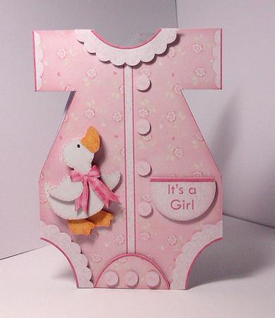 Baby Girl Romper Suit Shaped Card Mini Kit by Lynda Tully