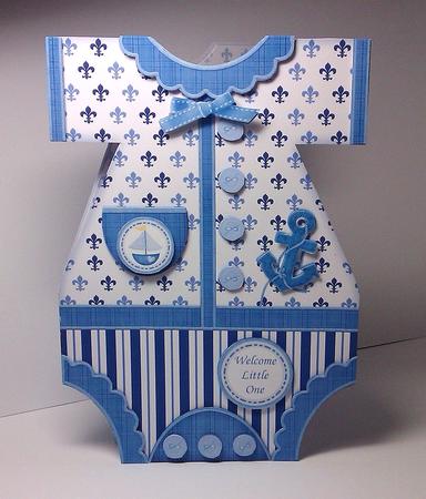 Baby Boy Sailor Suit Shaped Card Mini Kit by Lynda Tully