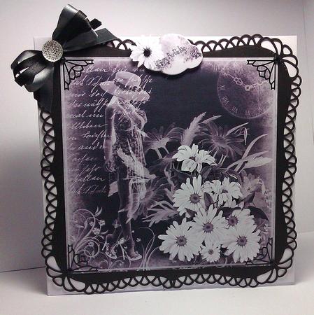 Girl in a Hat Monochrome - Slate Grey by Lynda Tully