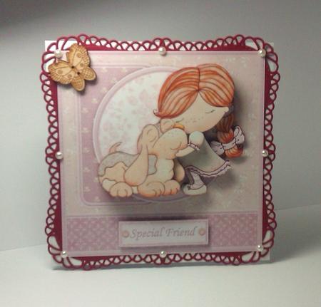 Daisy & Basset Hound Card Topper & Decoupage by Lynda Tully