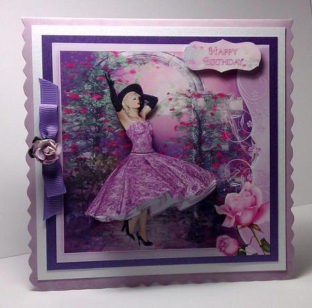 1950's Lilac and Pink Rose Lady Mini Kit by Lynda Tully
