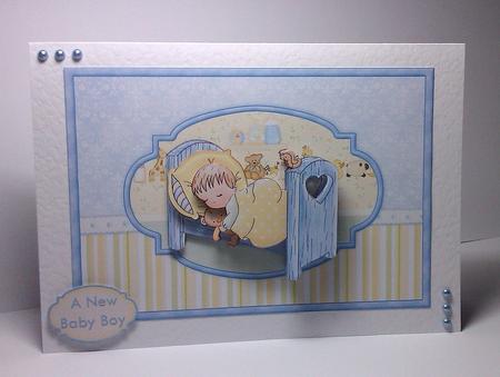 Cute Lullaby New Baby Boy Card Topper & Decoupage by Lynda Tully