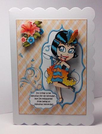 Frieda Flapper is Fabulous Orange/blue by Lynda Tully