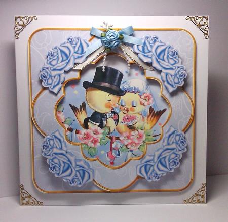 Love Ducks Blue Rose 8in Fancy 3D Decoupage Kit by Lynda Tully