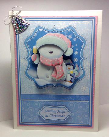 Christmas Cheer Blue Card Topper & Decoupage by Lynda Tully