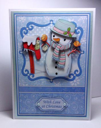 Carrot the Snowman Christmas Card Topper & Decoupage by Lynda Tully