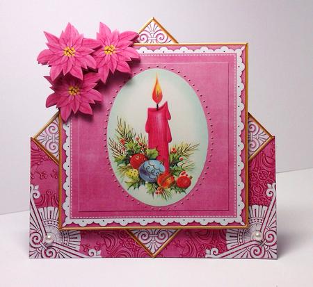 Christmas Candle Cerise Diamond Card Mini Kit by Lynda Tully