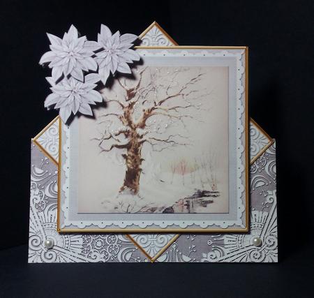 Snow Stream Silver Poinsettia Diamond Card Mini Kit by Lynda Tully