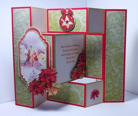 Christmas Vintage Carol Singing Tri Shutter Card Mini Kit by Lynda Tully