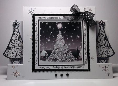 Sparkly Tree 8x8 Black and White Topper Sheet by Lynda Tully
