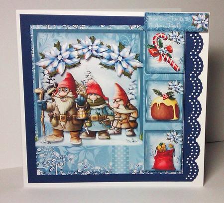 We Three Gnomes Card Front with Decoupage Kit by Lynda Tully