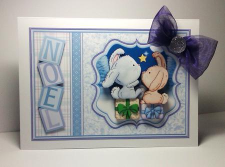 Bunnies Special Star Christmas Card Topper & Decoupage by Lynda Tully