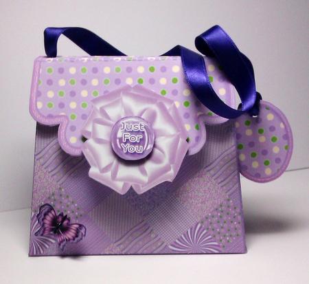Handbag Gift Box Purple Patchwork by Lynda Tully