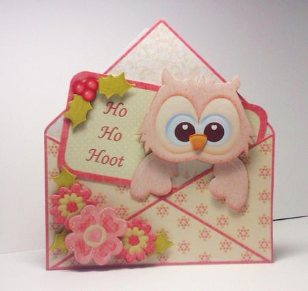 Owl Ho Ho Hoot Christmas Envelope Peeper Card Mini Kit by Lynda Tully