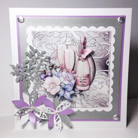 Gorgeous Pink Champagne on a Shimmering Silver Swirls by Lynda Tully