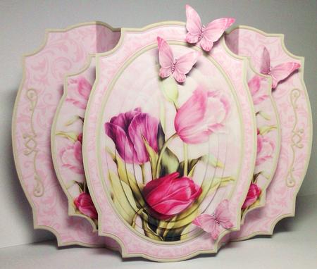 Tulips Double Pop Out Card Kit with Pyramage by Lynda Tully