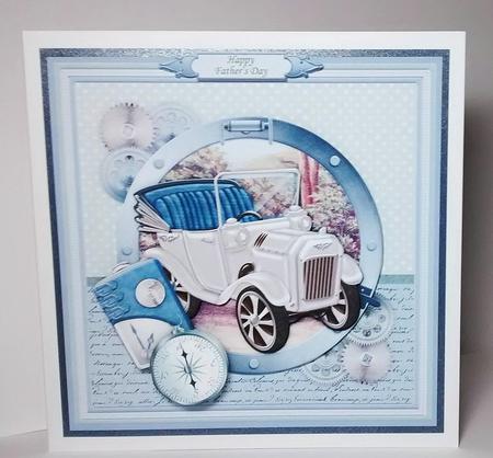 Steampunk Silver Car 8x8 Mini Kit & Decoupage for Men by Lynda Tully