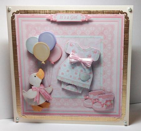 New Baby Girl Romper Dress 8x8 Mini Kit & Decoupage by Lynda Tully