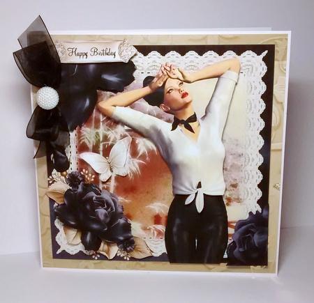 Vintage Style the Black Rose Card Front Kit by Lynda Tully