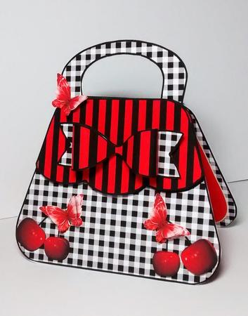 Black and Red Cherry Handbag Shaped Card Kit by Lynda Tully