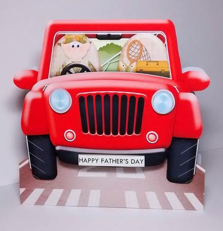 Fishing Jeep 3D Shape Card & Decoupage Kit for Men by Lynda Tully