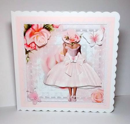 Gorgeous Pink Rose Hat Beauty Card Front Kit by Lynda Tully