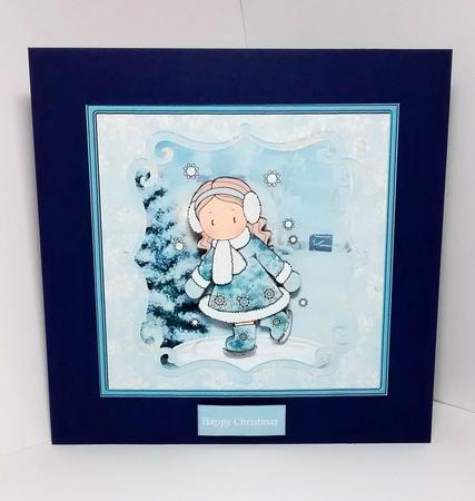 Ice Skating Chloe Card with Decoupage by Lynda Tully