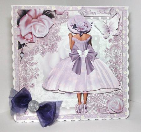 Beautiful Lilac Silky Dress Card Front Kit by Lynda Tully
