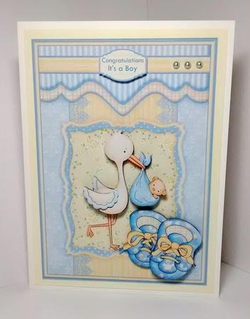 Here Comes the Baby New Baby Boy Topper & Decoupage by Lynda Tully