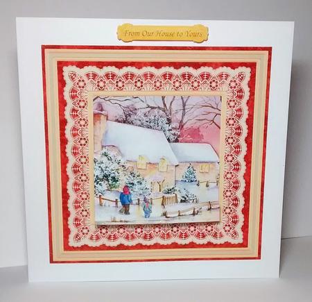 Winter Cottage Card Topper & Easy Decoupage Mini Kit 7.5" by Lynda Tully