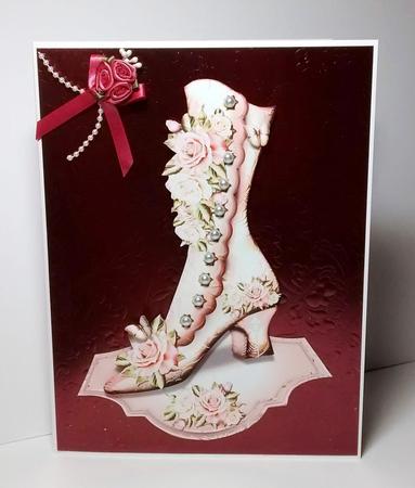 Rose Antique Decorative Boots by Lynda Tully
