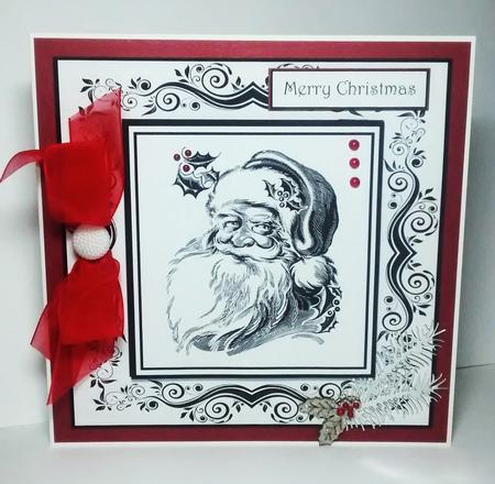 Monochrome Santa 8x8 - Inksaver by Lynda Tully